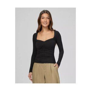 PAIGE Annalisa Top Black Long Sleeve sweetheart neckline XS